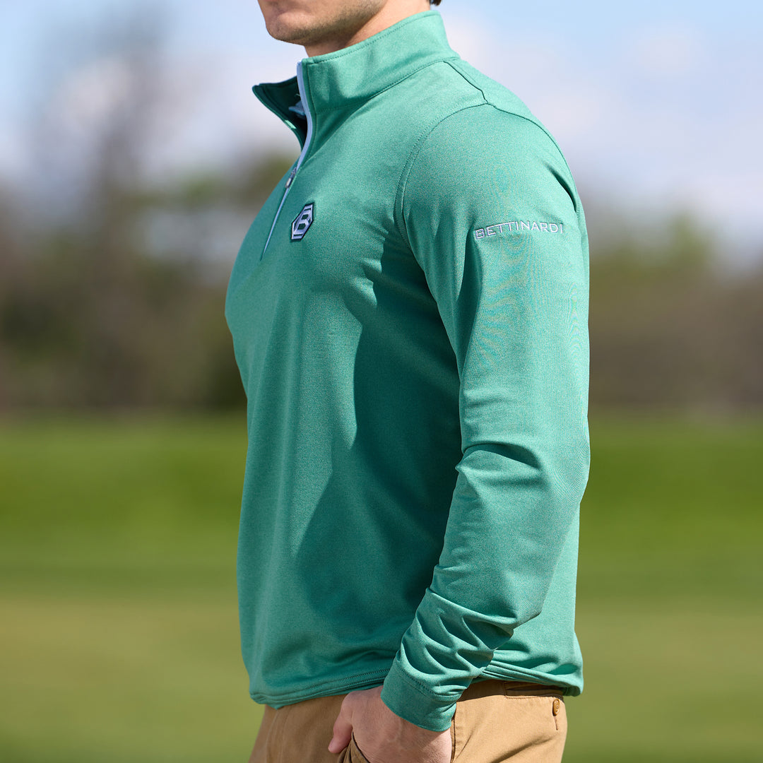 Bettinardi Peter Millar Perth Mélange Performance Quarter Zip (Snow Pea)