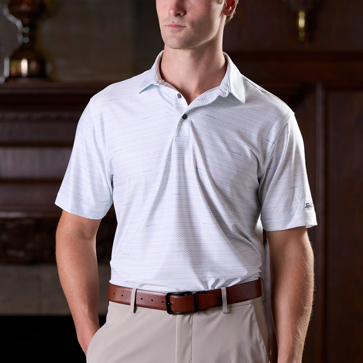 Bettinardi Classic Fit Printed Polo (White/Wave Print)