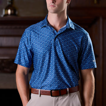Bettinardi Classic Fit Printed Polo (Navy/Multi Icon)