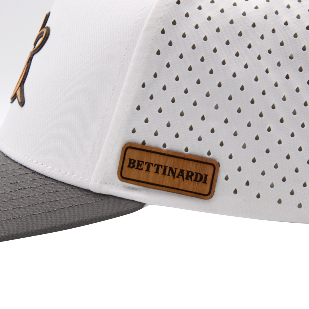 Bettinardi Wood Applique Poison Stinger Performance Snapback Hat (White/Gray)