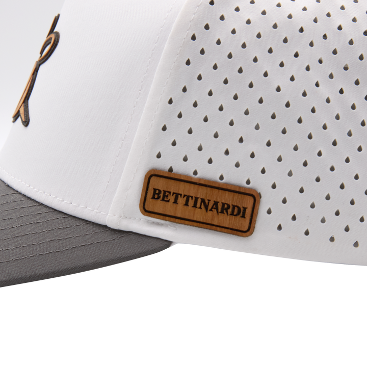 Bettinardi Wood Applique Poison Stinger Performance Snapback Hat (White/Gray)