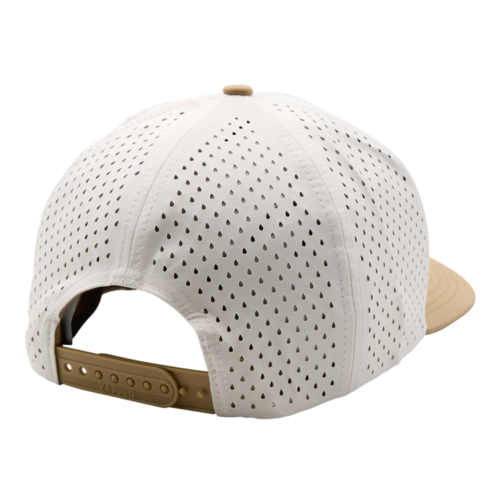 Bettinardi Wood Applique Retro Wordmark Medium Profile Snapback Hat (Off White/Khaki)