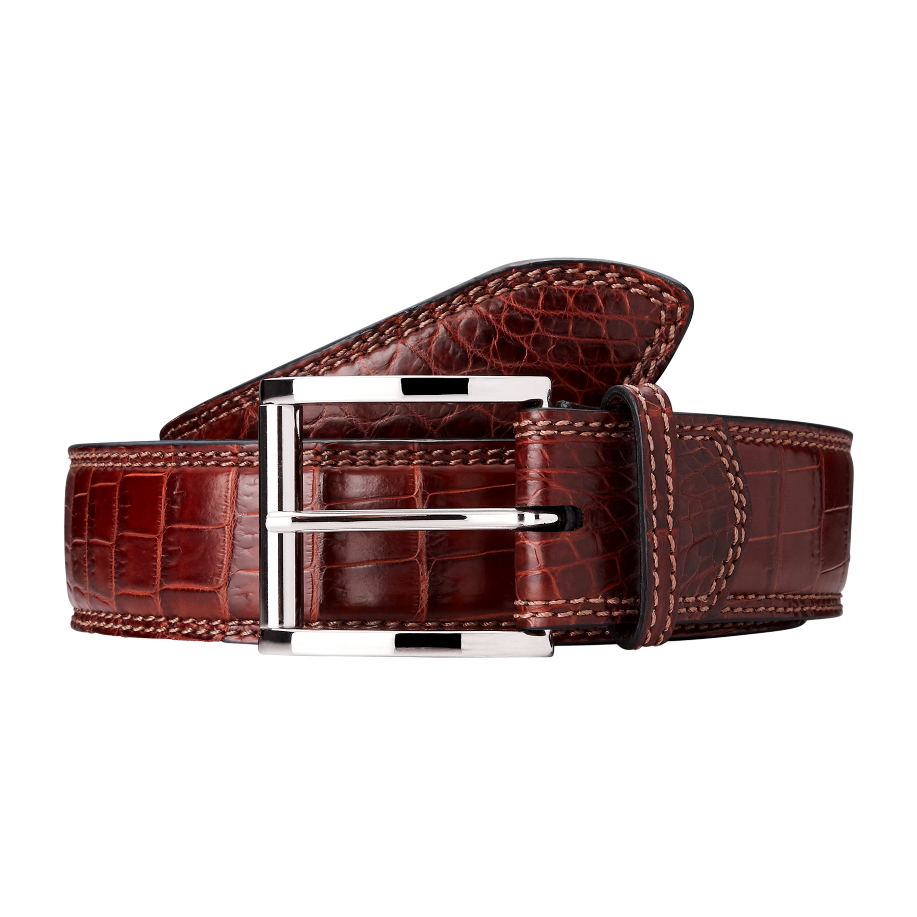 Classic leather belt with polished golden H buckle - Alligator – ABP  Concept